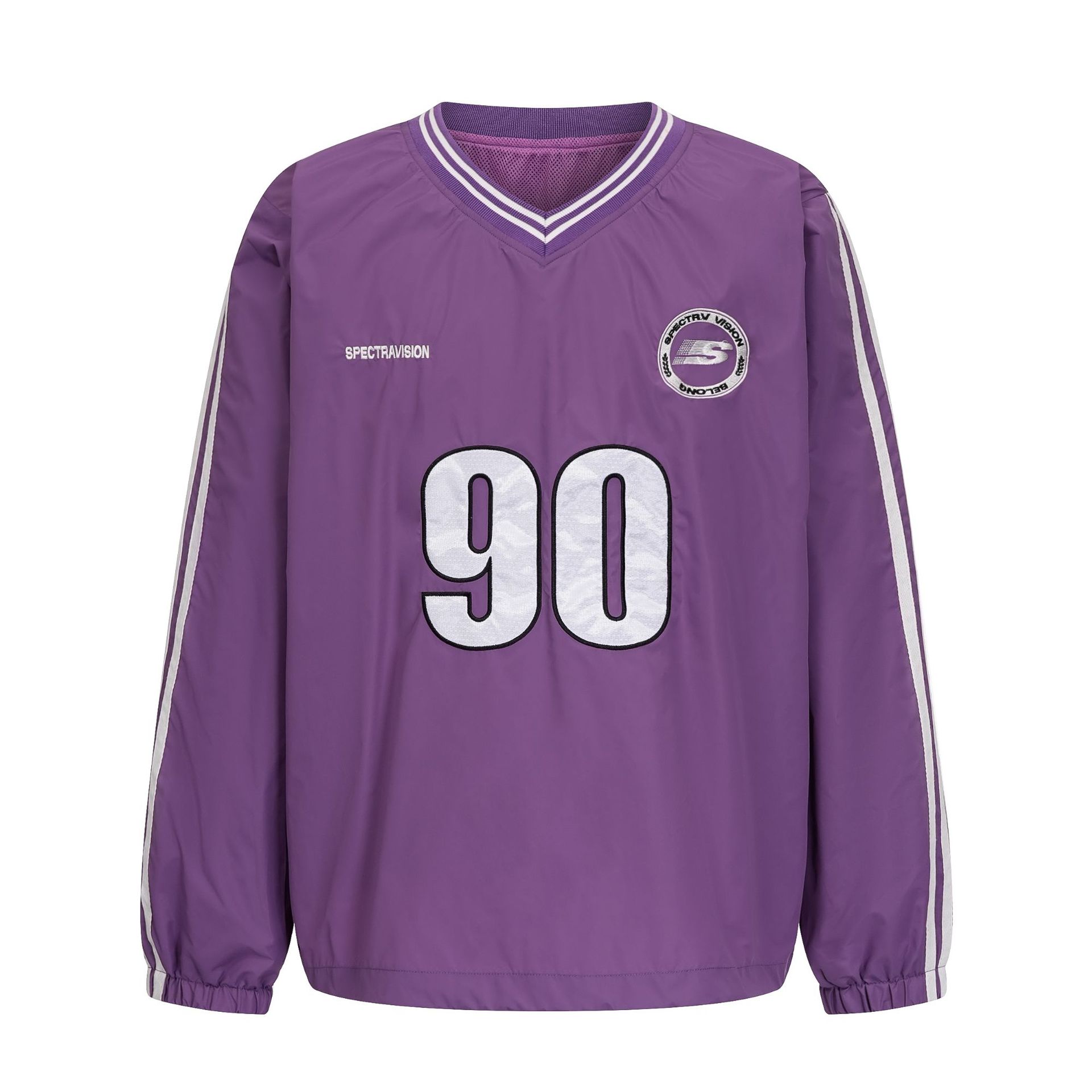 V-neck baseball jersey sweatshirt