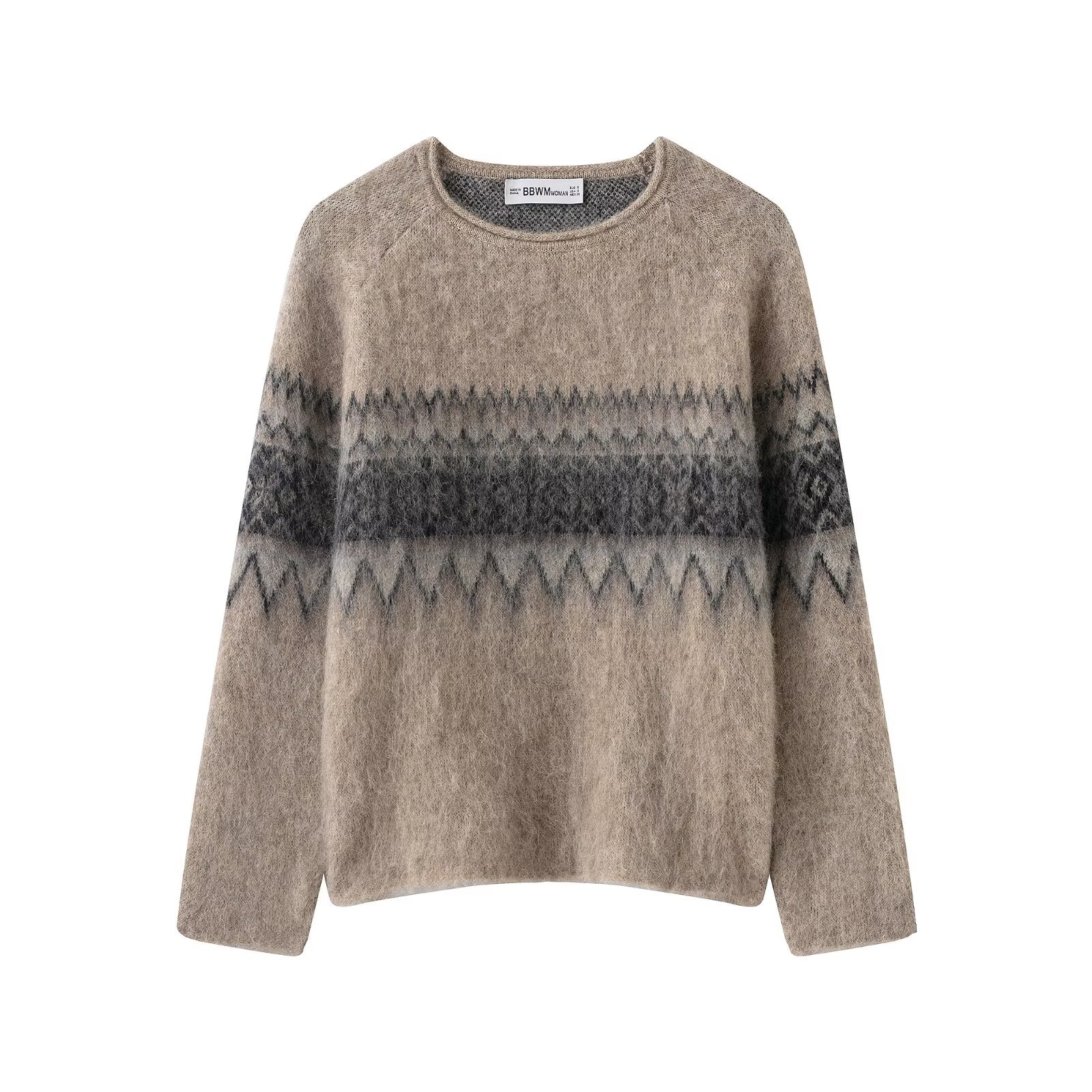 Jacquard Knitted Shirt with Brushing Effect