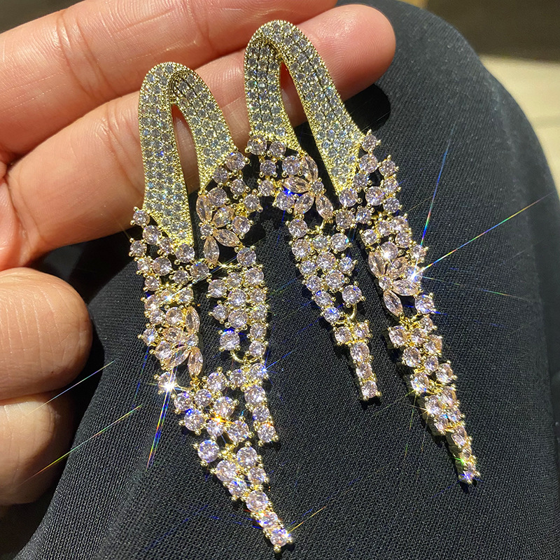 Bilincolor Golden Orange Long Tassel Earring for Women Wedding