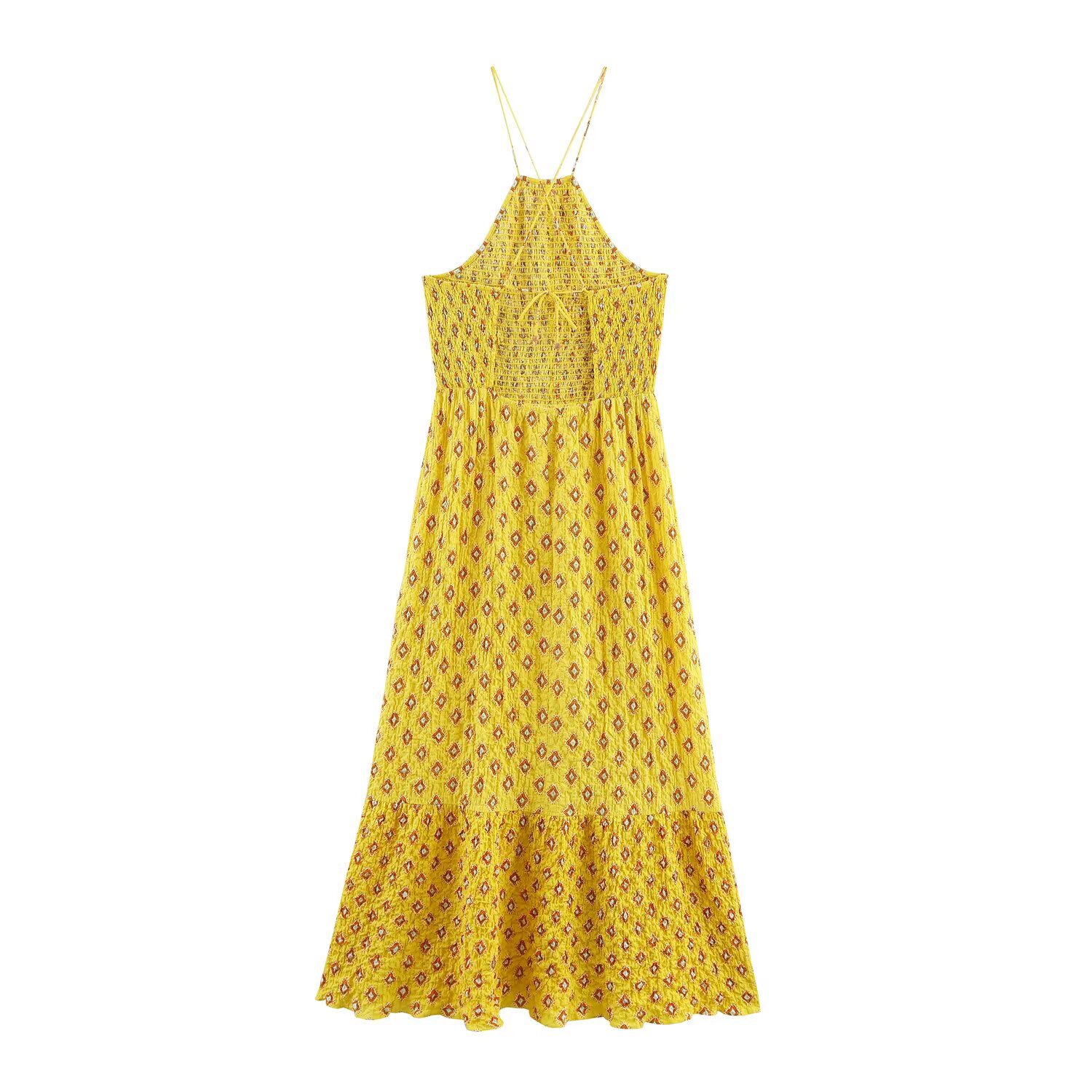 Women's Clothing Halter Printed Midi Dress