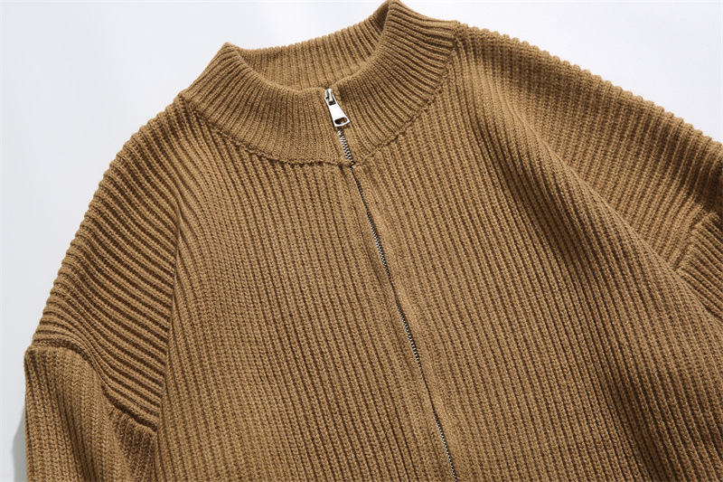 Japanese Workwear Plain Zip Front Cardigan