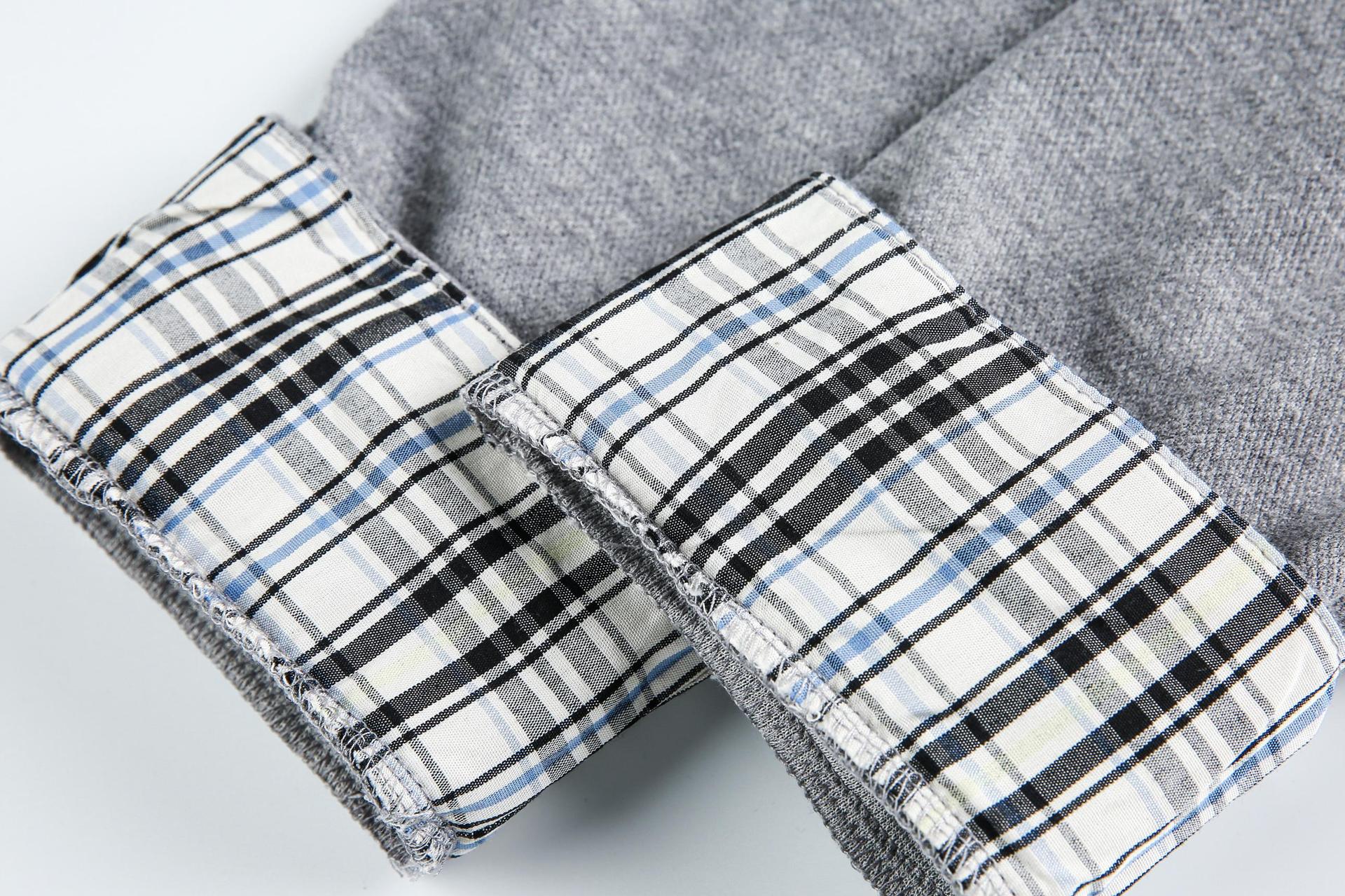 Plaid Mock Layered Hoodie