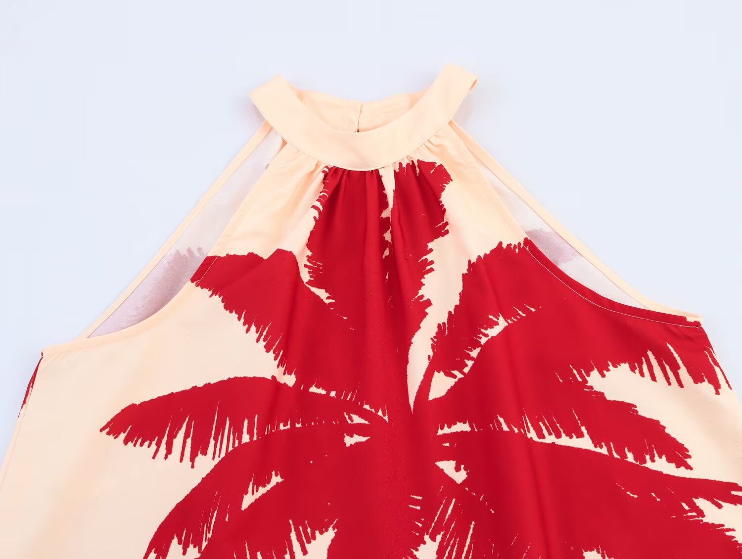 Vacation style loose neck printed dress for women
