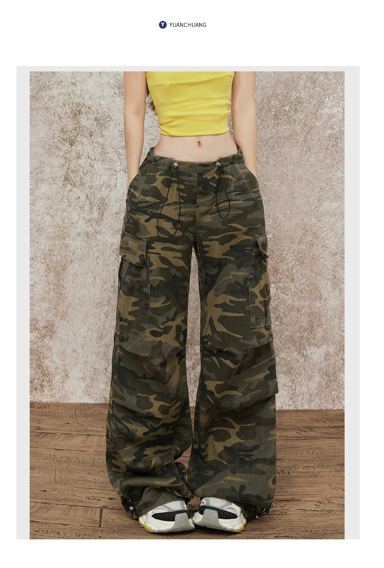 Women's Casual Work Pants Waist Cuffed Loose Slim Wide Leg Pants