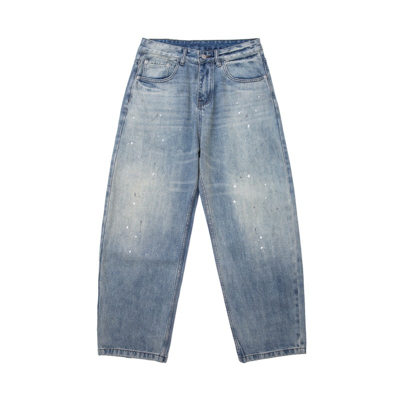 Splatter Paint Graffiti Loose Casual Washed Distressed Jeans
