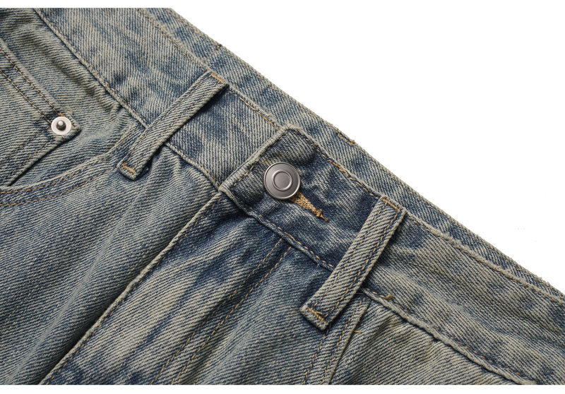 Distressed Cat-Whisker Relaxed Straight Leg Wide Leg Jeans Pants