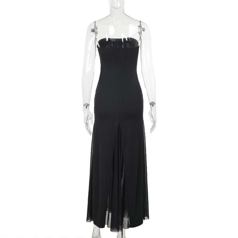 Slimming strapless mesh sexy dress
