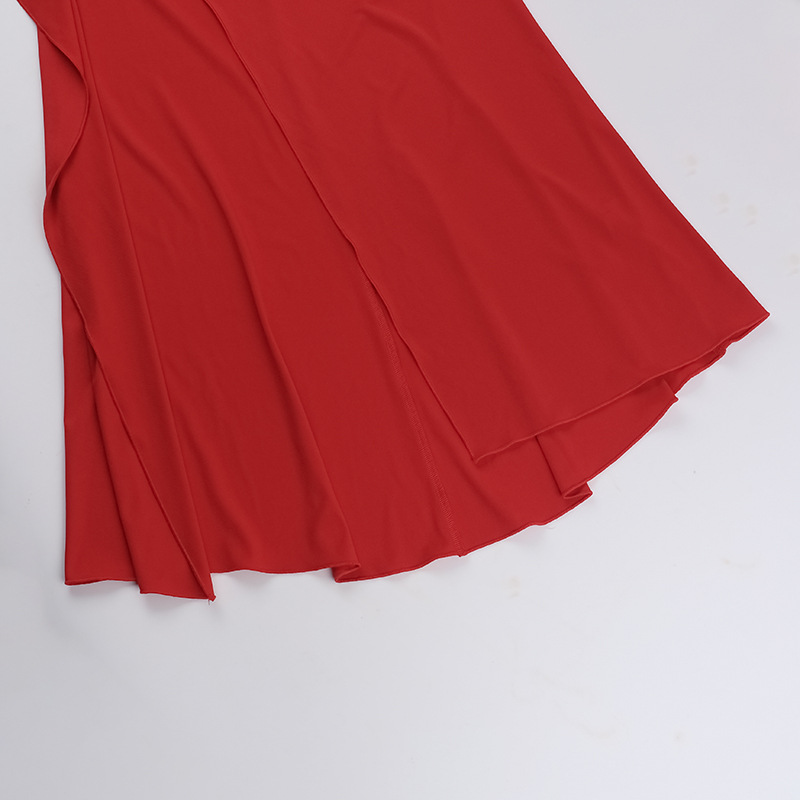 Frilled Bodycon Plunging Step Skirt Dress