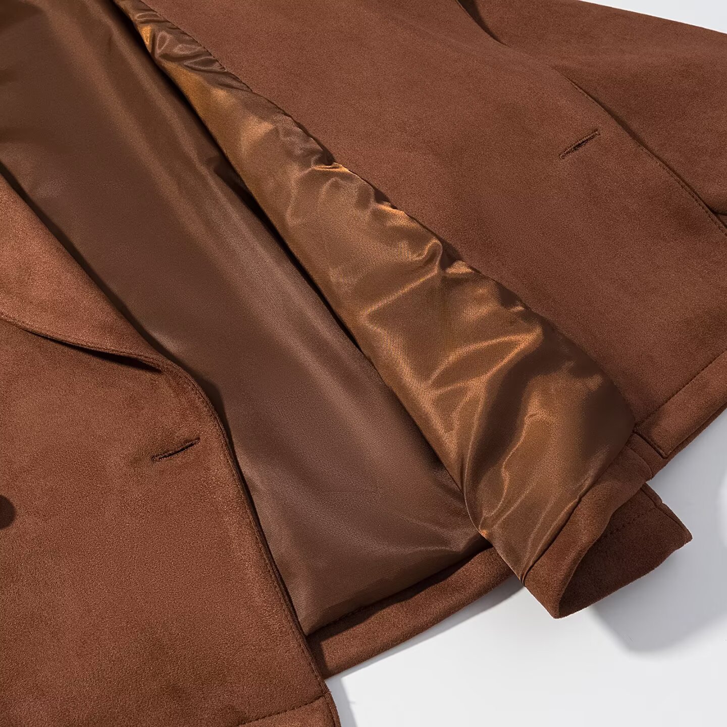 Collar suede texture double breasted jacket