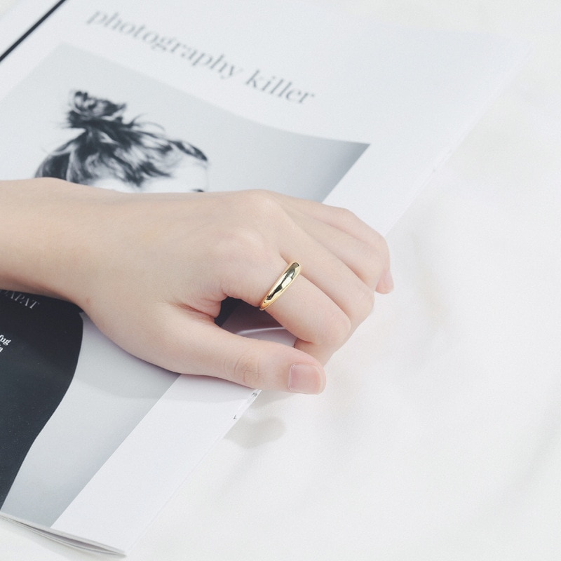 Silver Color Open Ring Smooth Drop Personality Adjustable Ring Fine Jewelry For Women Party Accessories Trend