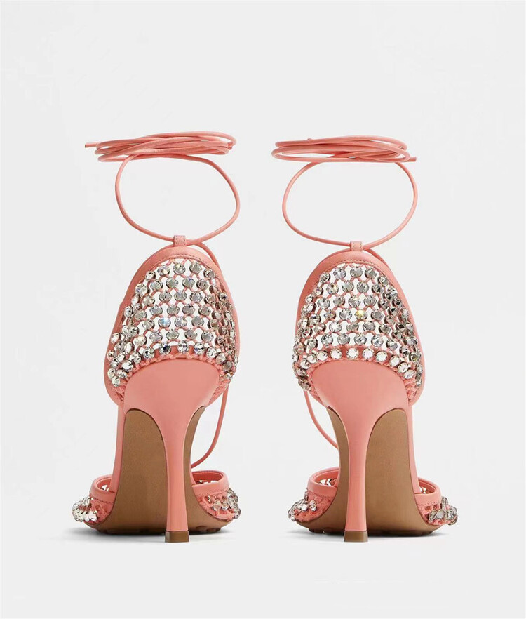 Processing Time:7-15 days after placing orders Women's Summer Fashion Sexy Hollow Out Water Diamond Mesh Bread Head Sandals European and American High Heel Show Shoesdals
