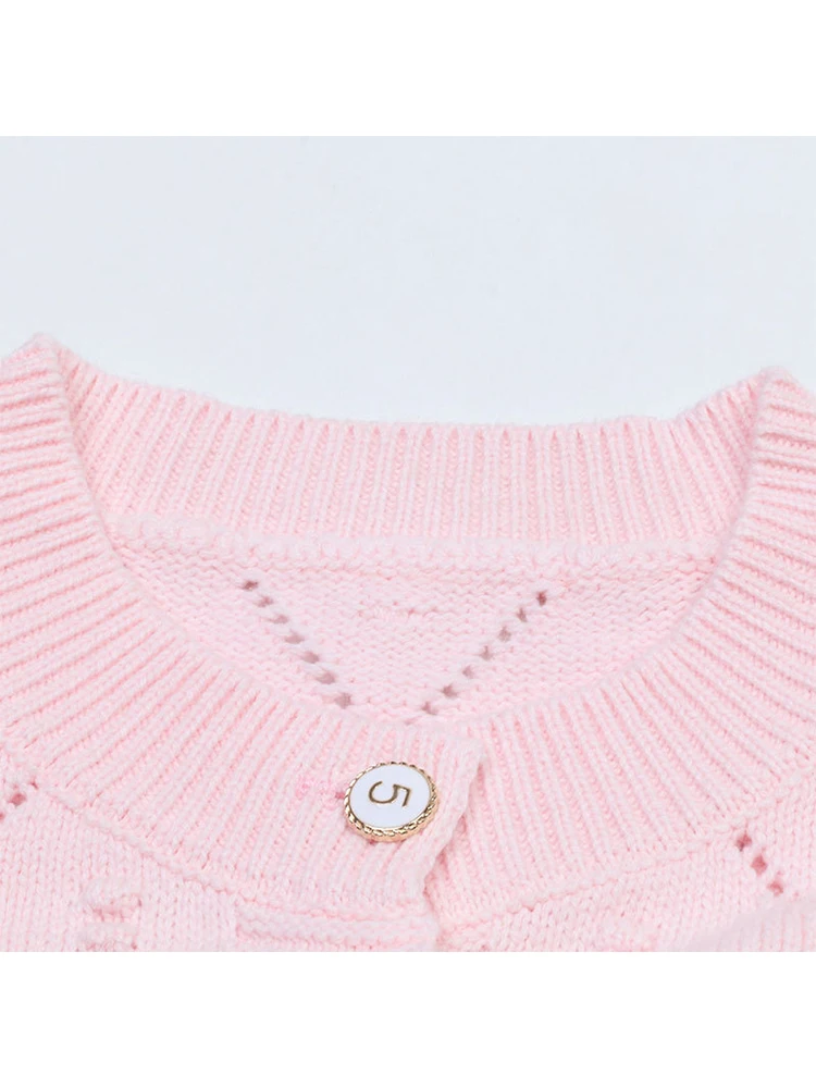 Ladies Open Front Checked Cotton Polyester Sweater