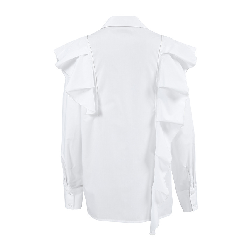 Office Cotton Polyester Lapel Relaxed Fit Top