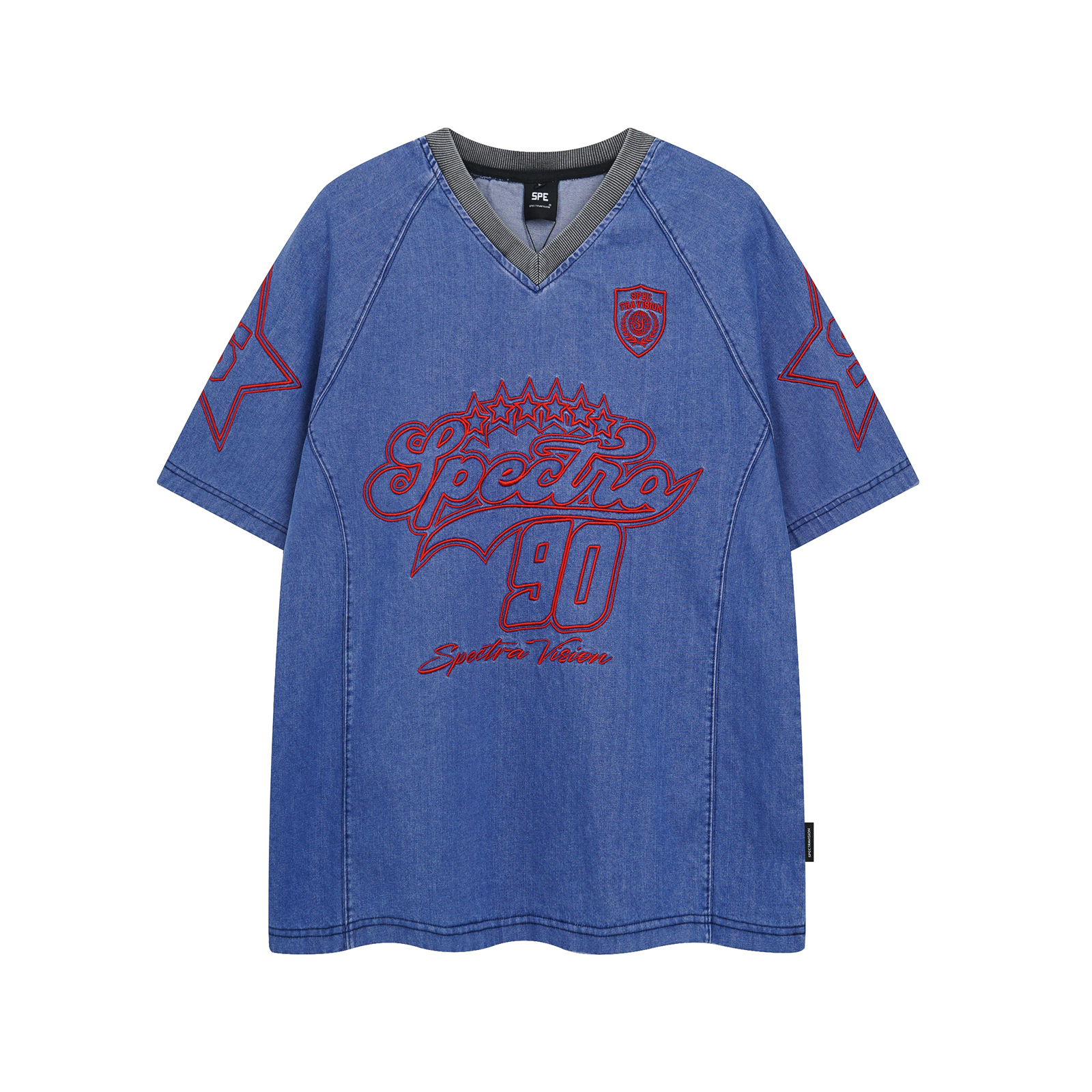 Unisex Oversized Cotton V-Neck Letter Tee
