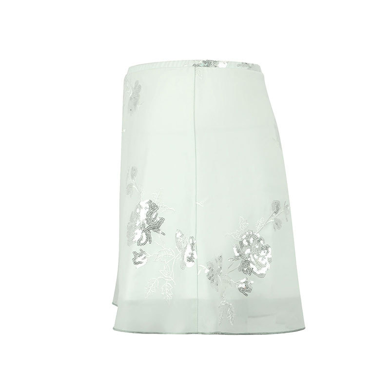 High-Waisted Embroidered Polyester Mini Skirt