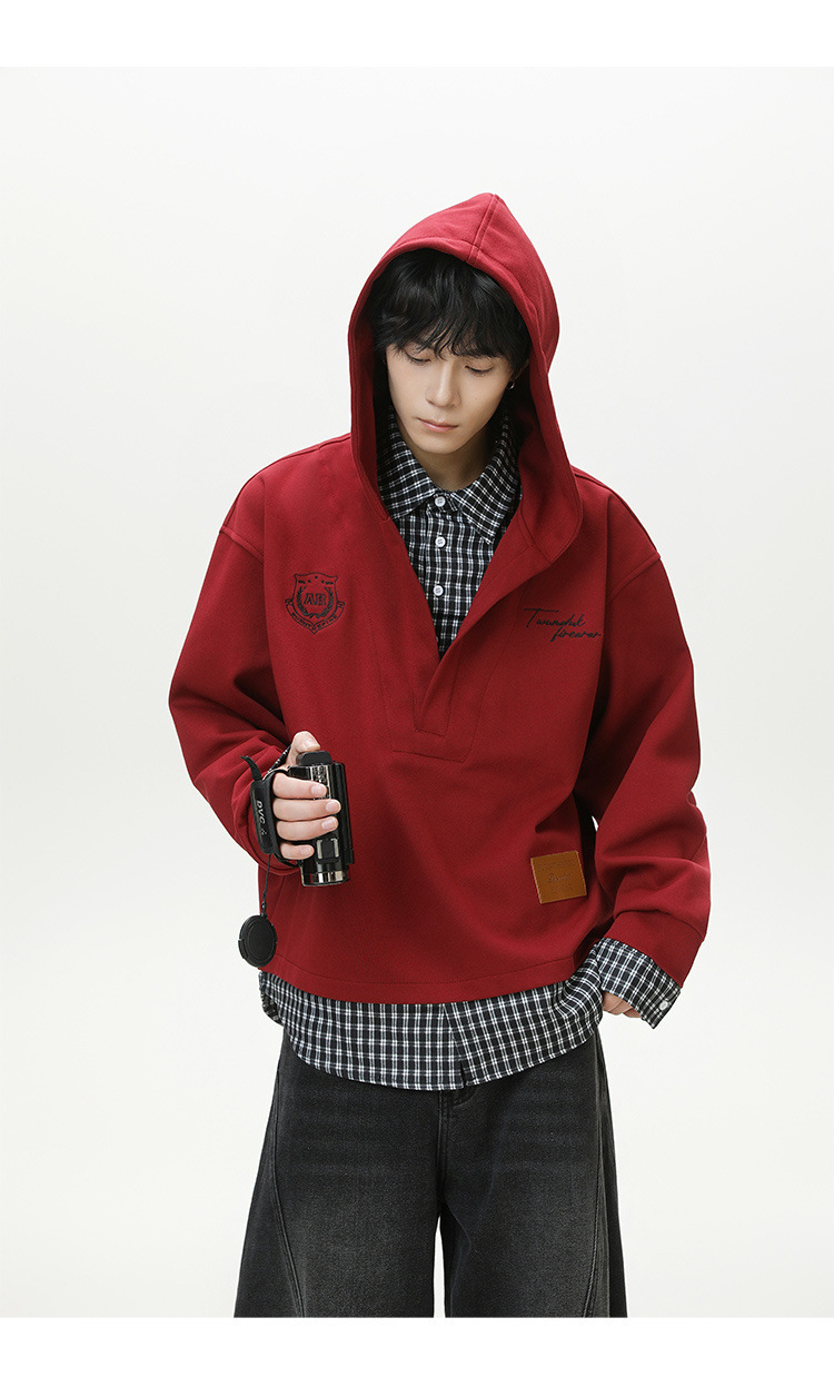 American Trend Cotton Layered Hood Sweatshirt