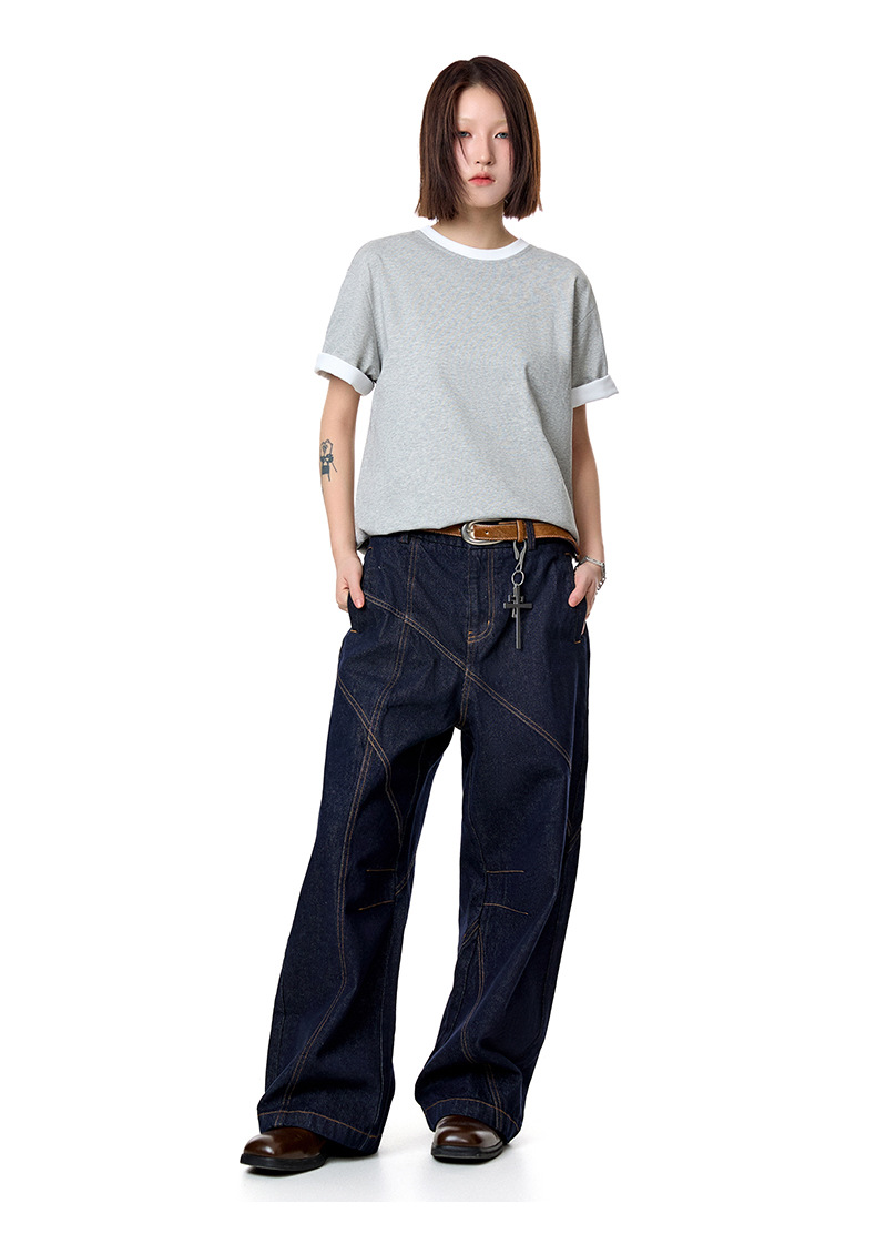 Jeans High-Waisted Commuter Loose Wide-Leg Long Pants Unisex