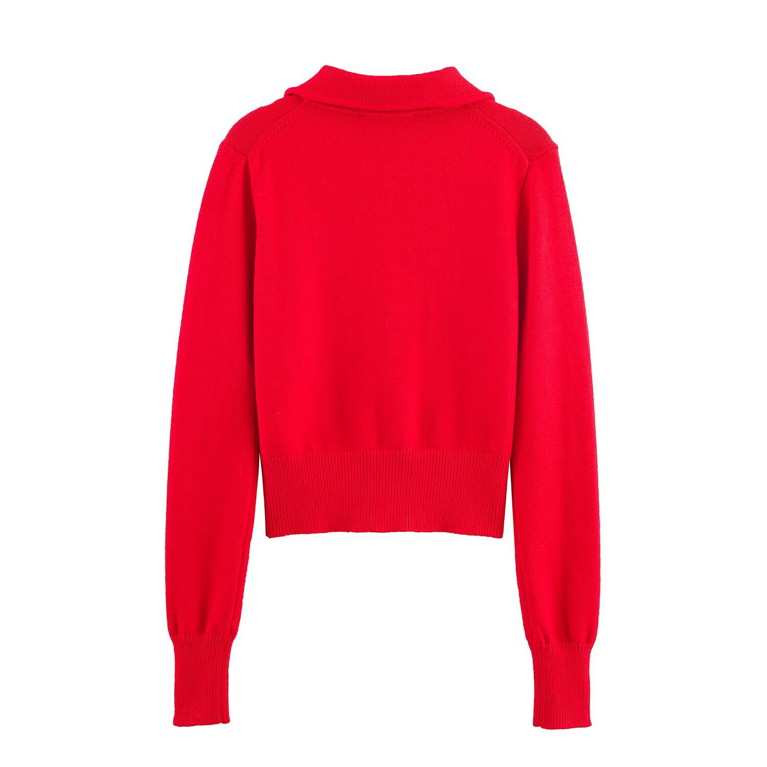 Plain Peter Pan Neck Button-Front Full Sleeve Sweater