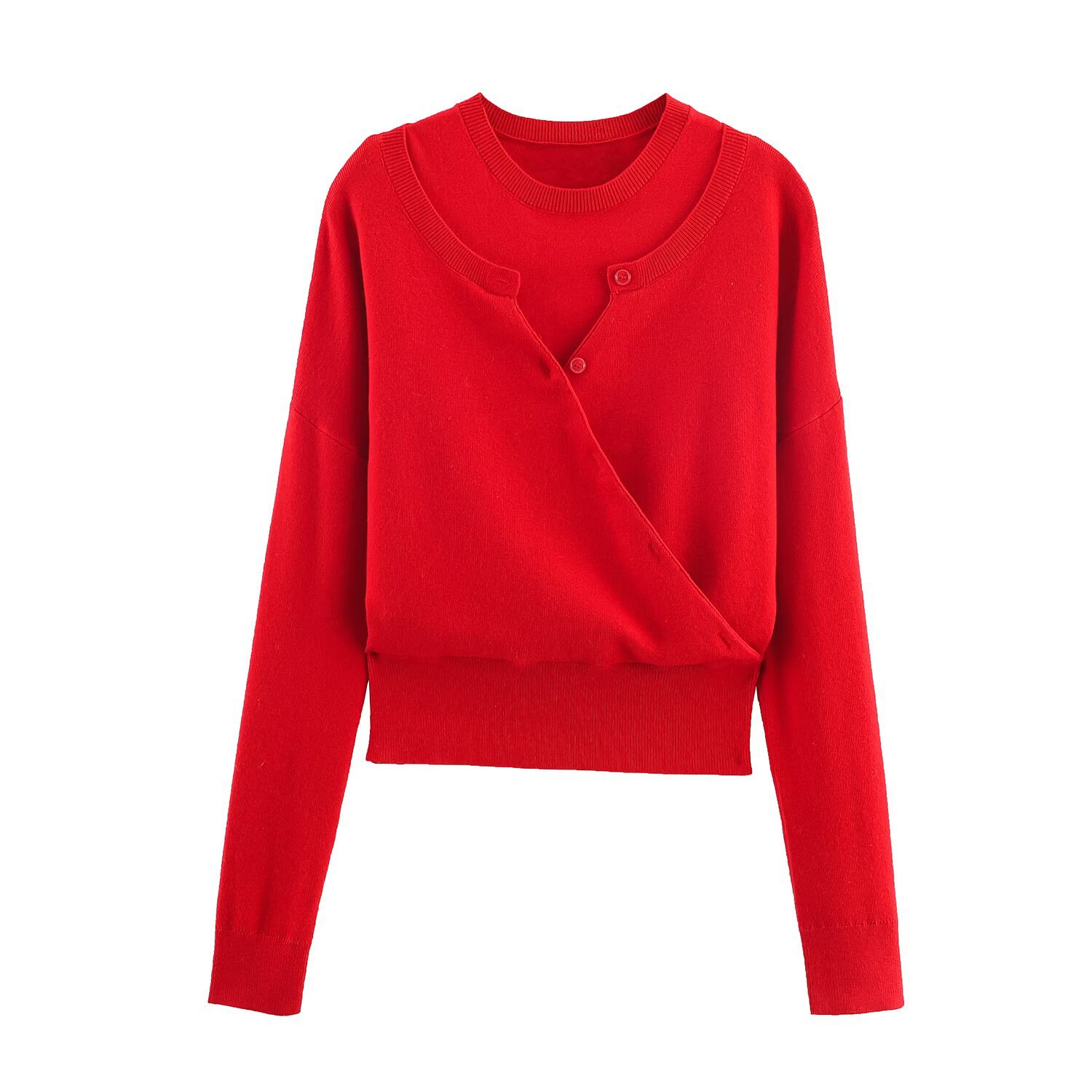 Polyester Layer Plain Button Full Sleeve Top Ladies