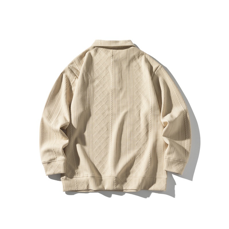Polyester Plain Ribbed Oversized Shirt-Style Sweatshirt