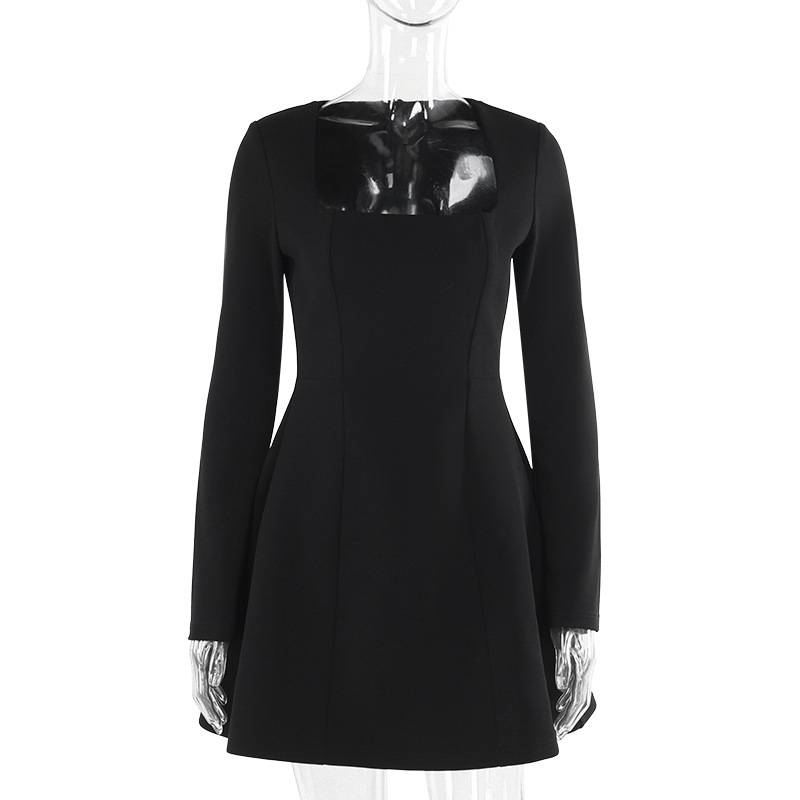 Ladies' Stretch Polyester Straight Neckline Full Sleeve Dress