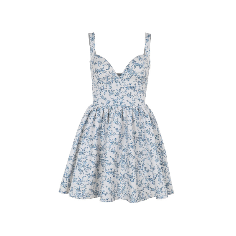 A-Line V-Neck Sleeveless High Waist Dress