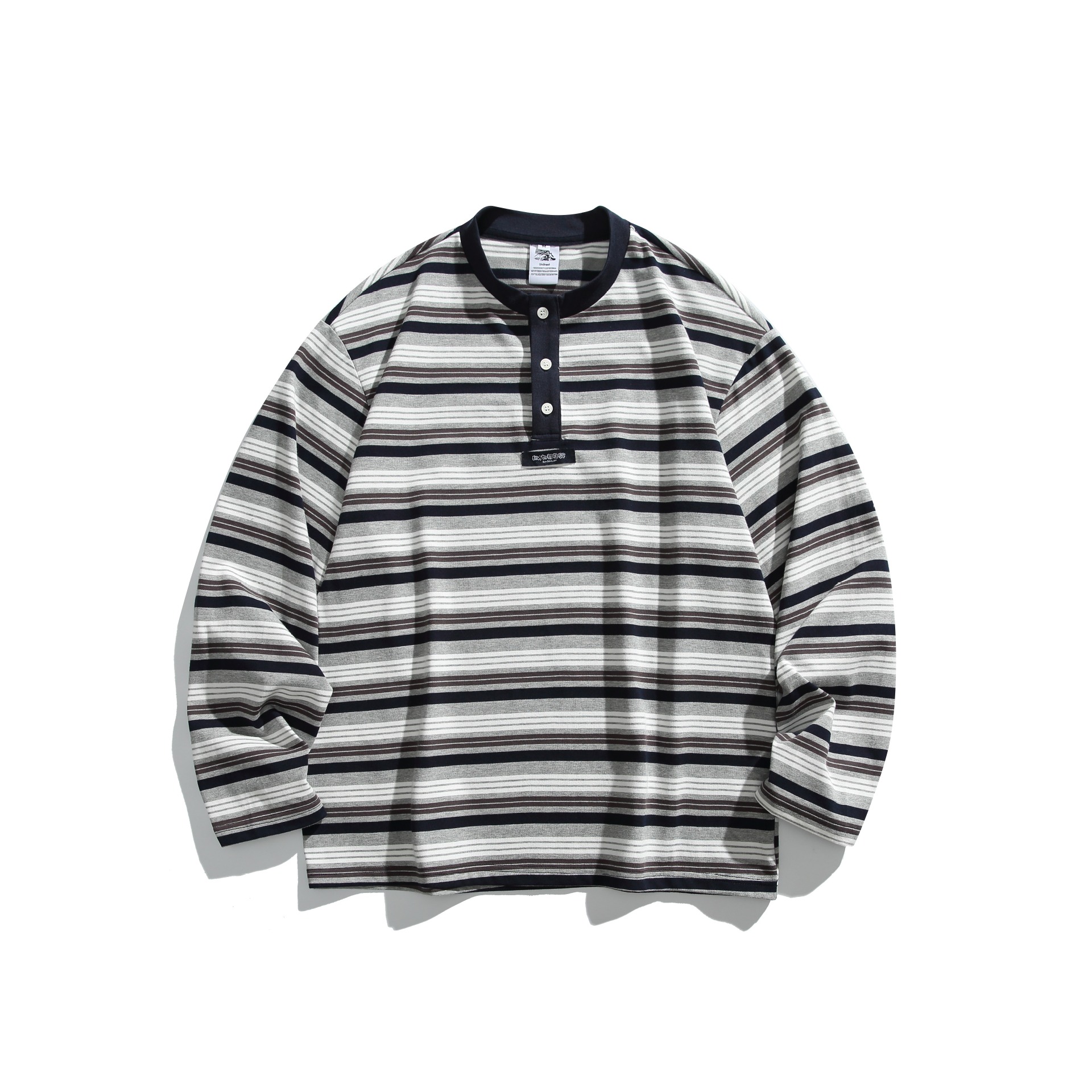 Oversized Button Contrast Long Sleeve Hoodie
