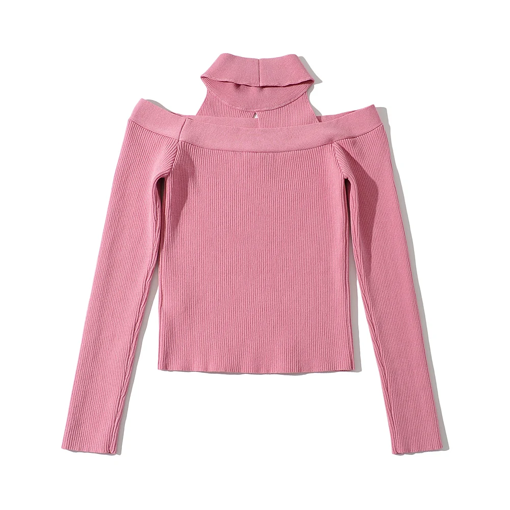 Blush Spandex Upper Arm Cutout Wrap Sweater