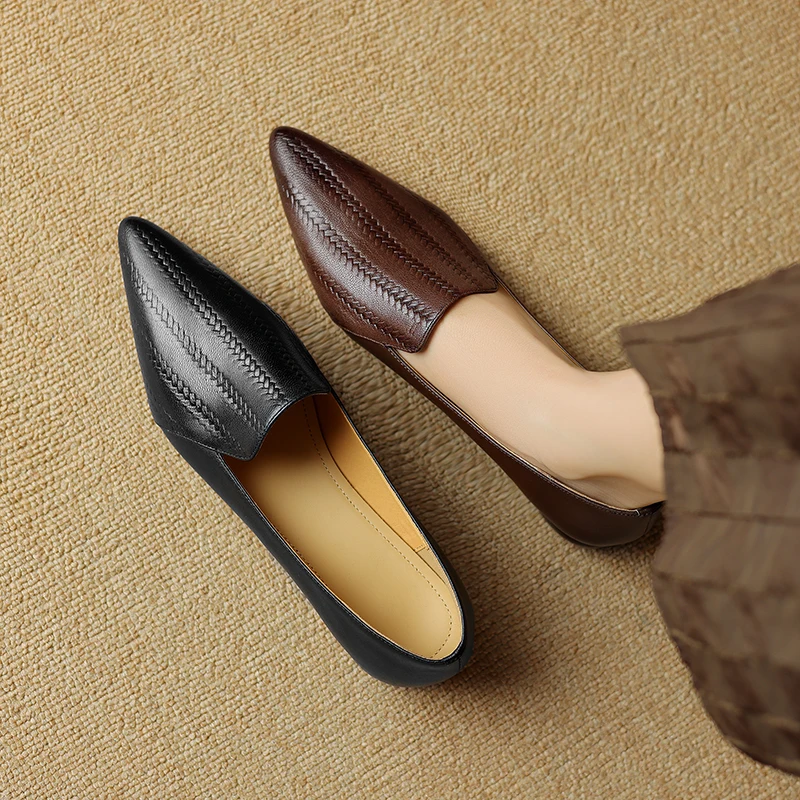 Premium Sheepskin Kitten Almond Pumps