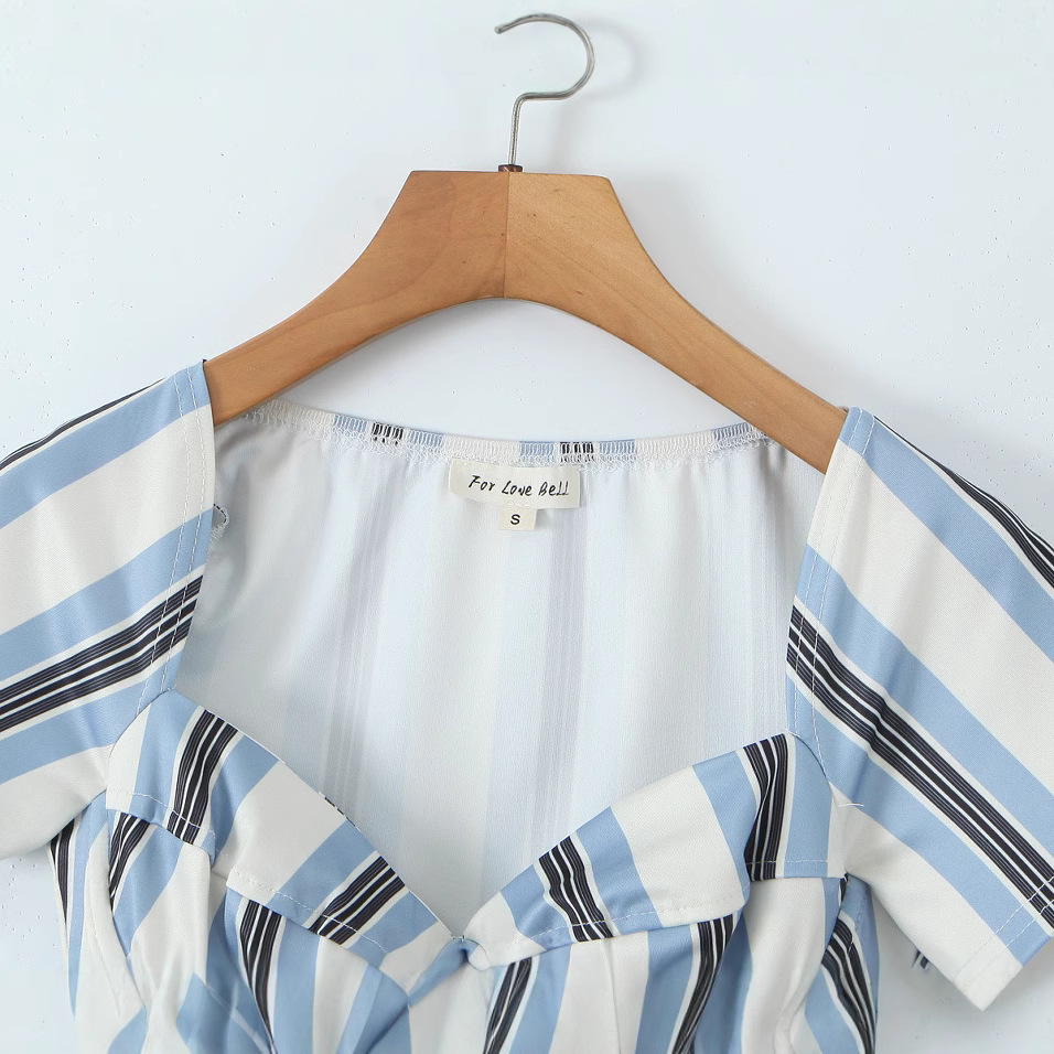 Crew Neck Short Sleeve Sleek Linear Panel Tee