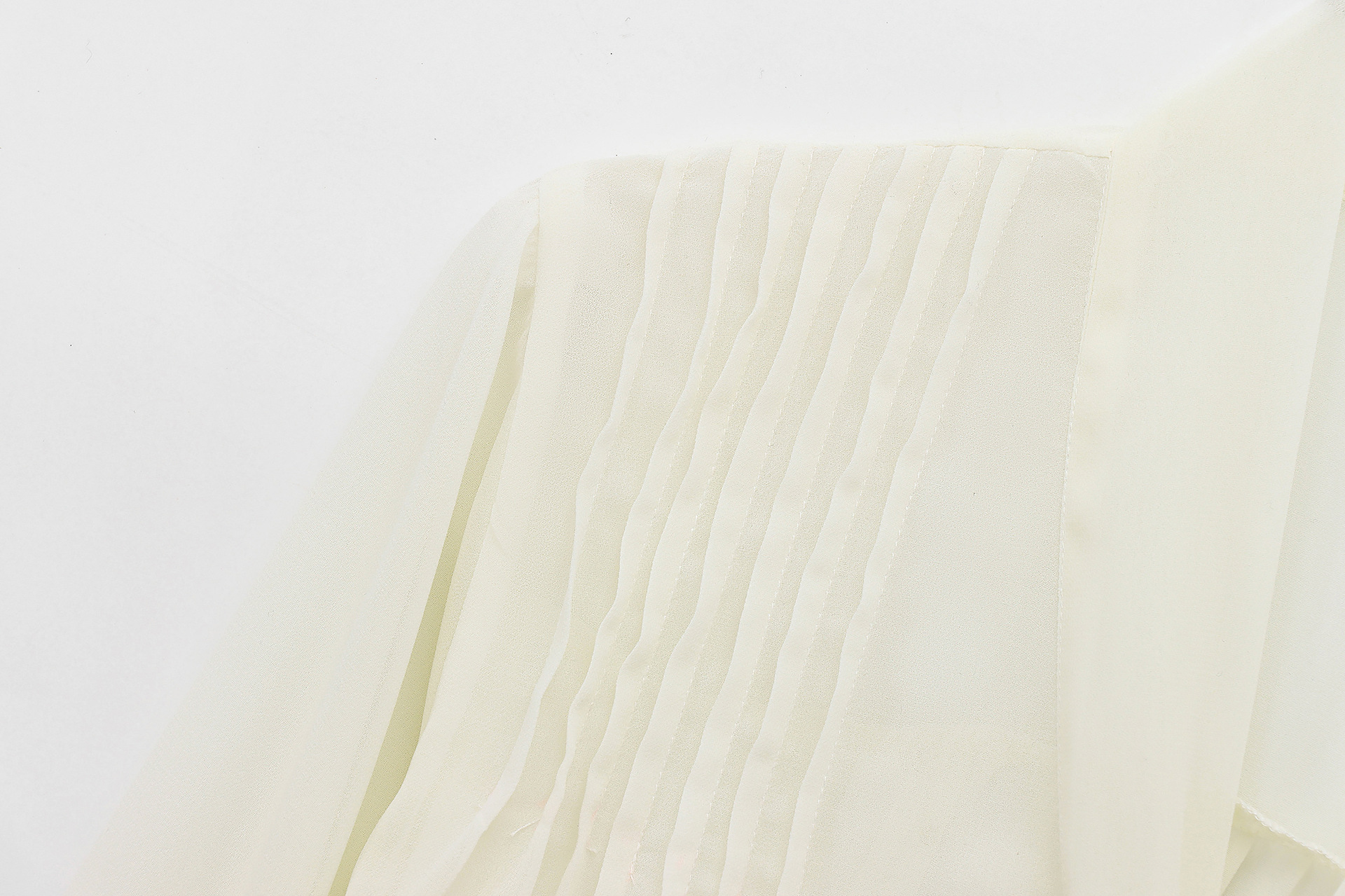 Solid Sheer Textured Plunge Ribbon Tie Shirt