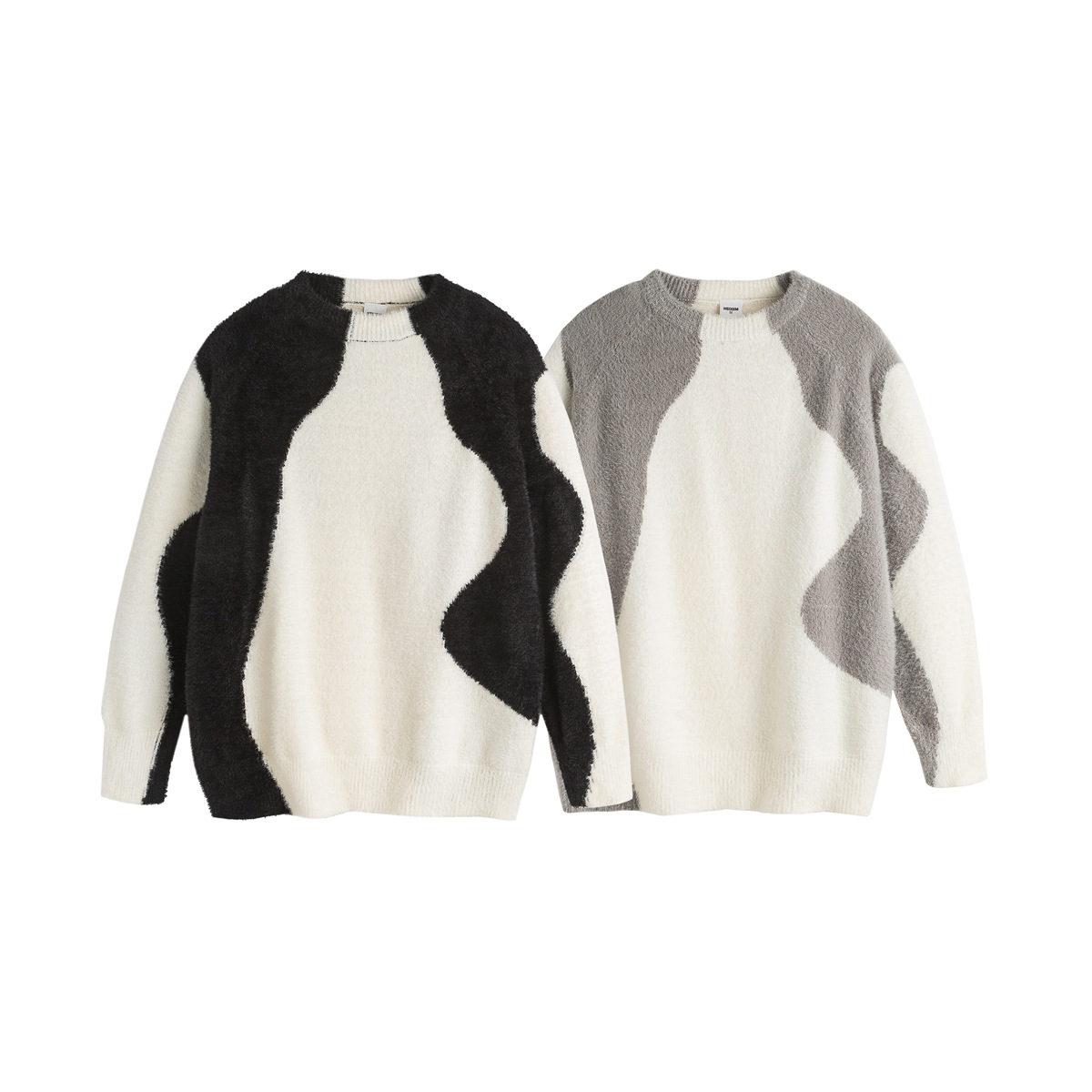 Oversized Long Sleeve Crew Two-Tone Workwear Sweater
