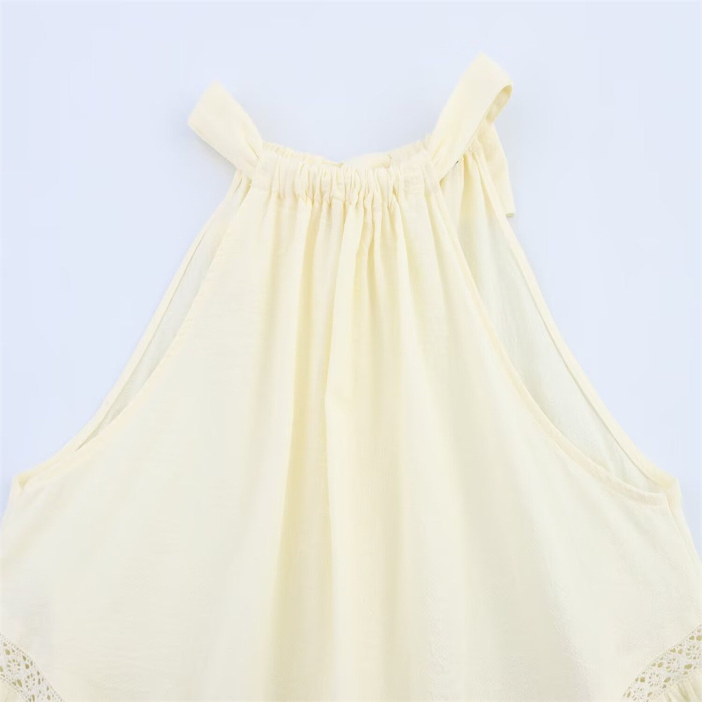 Ladies Embellished Crew Neck Polyester Ribbon-Tie Vest