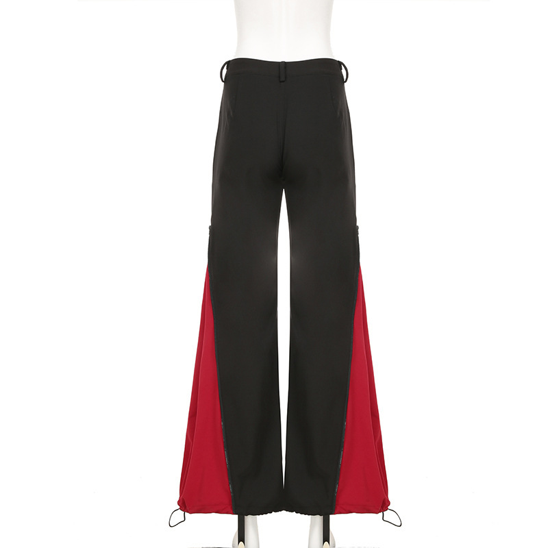 Zipper splicing contrasting color personalized casual pants
