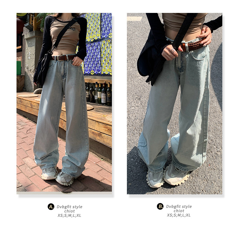 Women's Loose Wide-Leg Pants Versatile Summer Drape Straight Leg Jeans