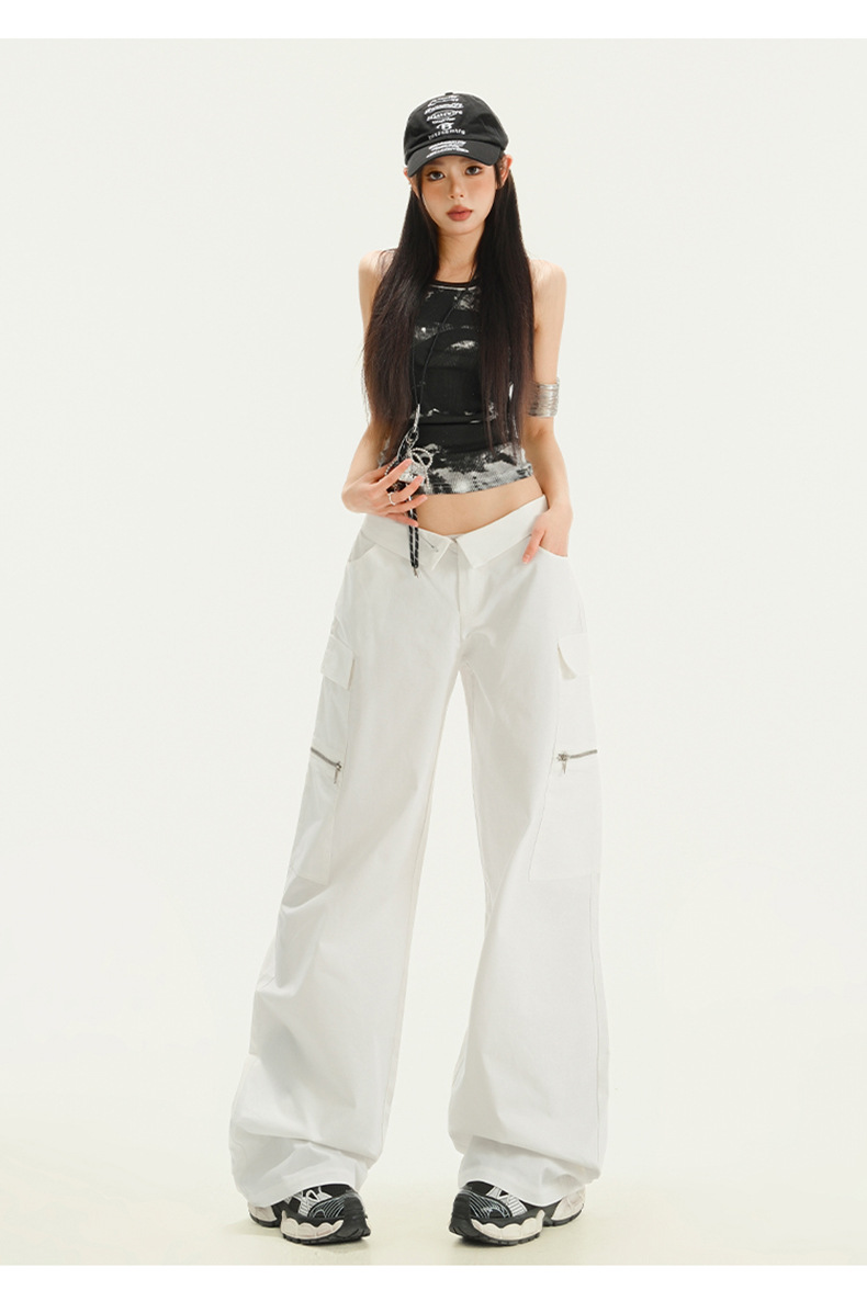 Women's White Work Pants Jazz Dance Sports Casual Trousers