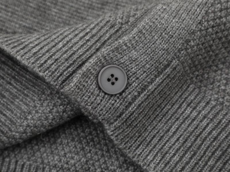 Twin Pouch Mock Neck Ribbed Vintage Cardigan