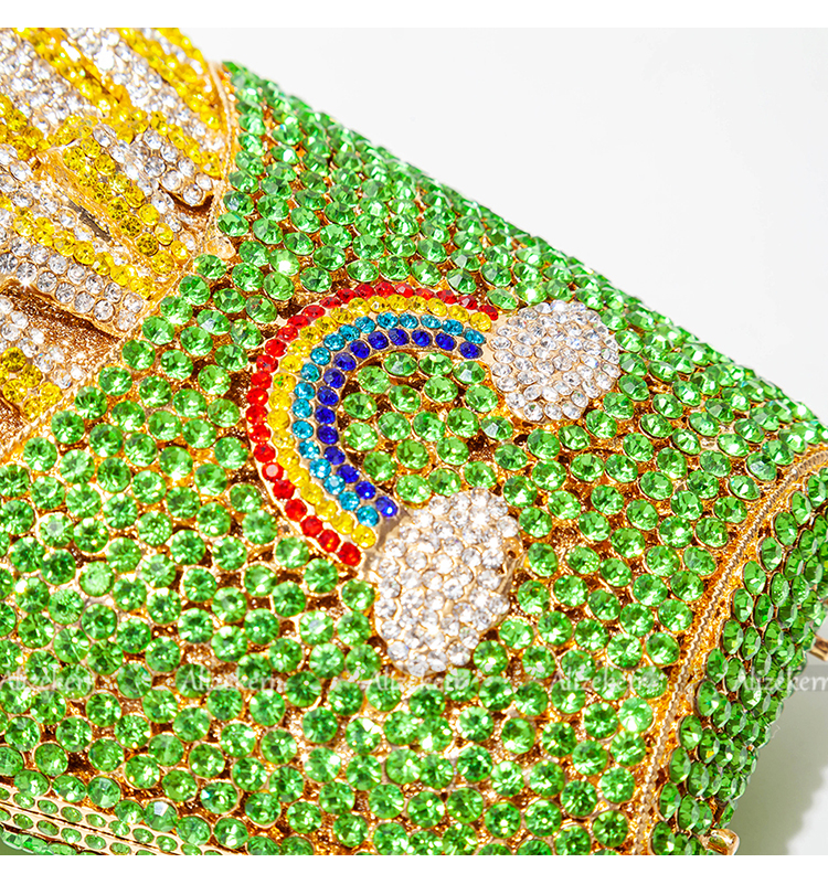 3D Chips Crystal Evening Clutch Bags Wedding Party Bridal Diamond Boutique Novelty Metal Purses And Handbags High Quality