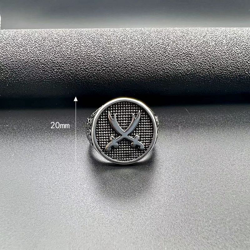 Vintage Punk Style Jewelry Titanium Steel Polishing Knife Stainless Steel Men's Ring