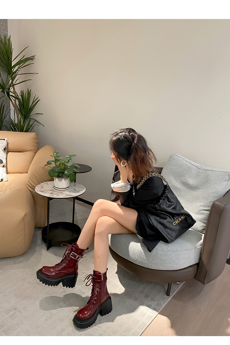 High Quality Ankle Boots For Women Genuine Leather Autumn Winter Comfortable Warm Fur Women Motorcycle Boots Shoes black