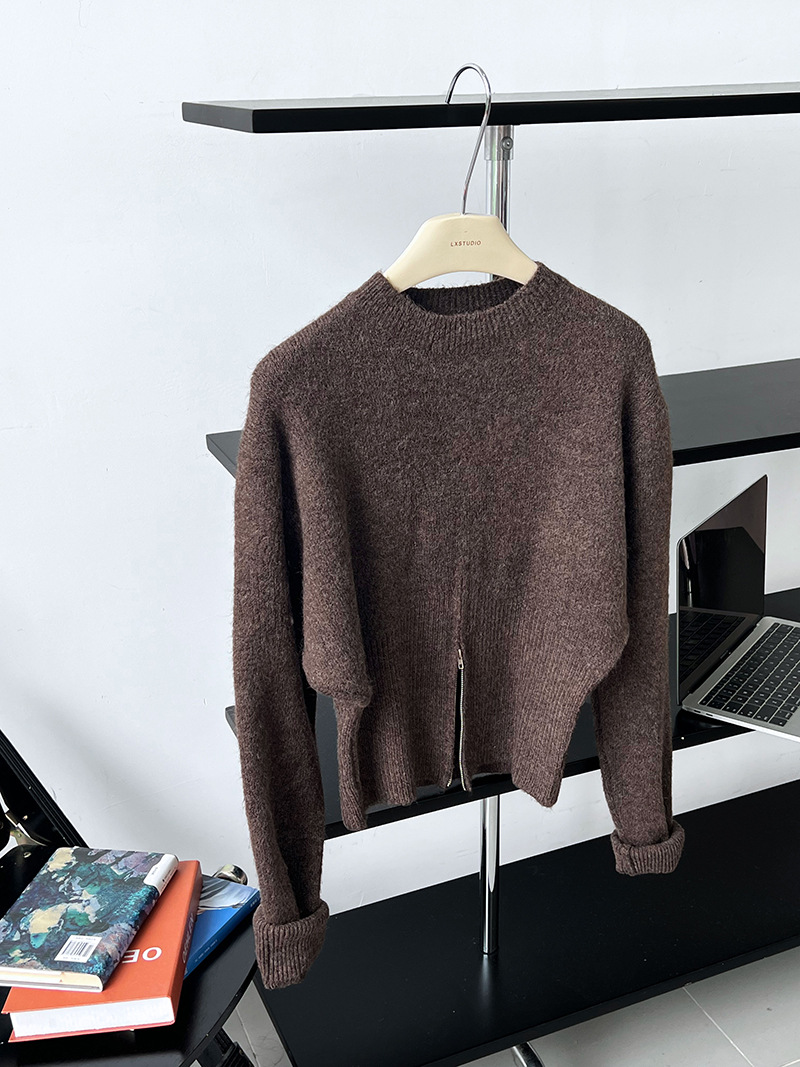 Korean Solid Long Sleeve Loose Crew Sweater