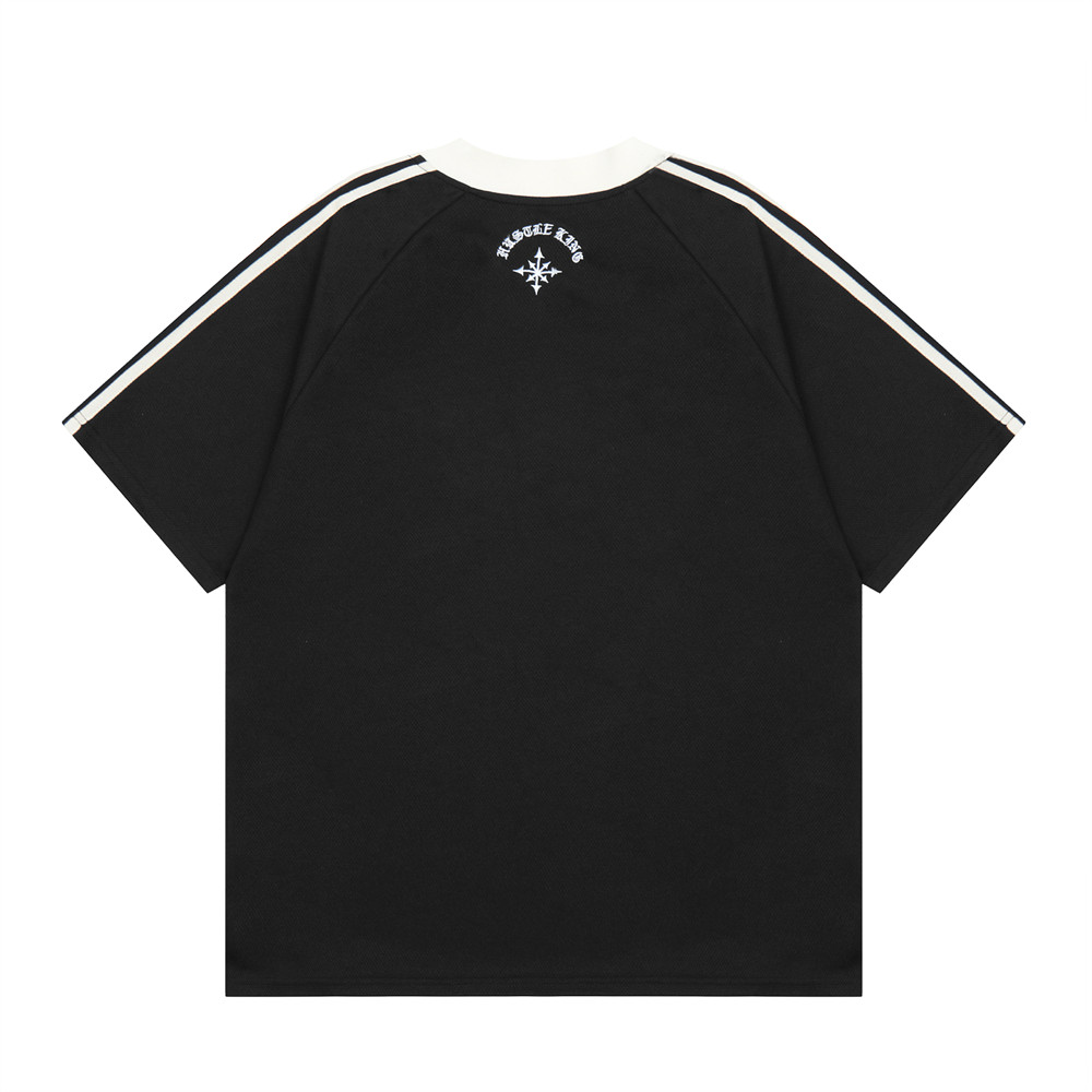 Color Block Splicing V-Neck Sports T-Shirt Men's Summer Casual Breathable Quick-Dry Short Sleeve Top Raglan Sleeve American Style Trendy Brand