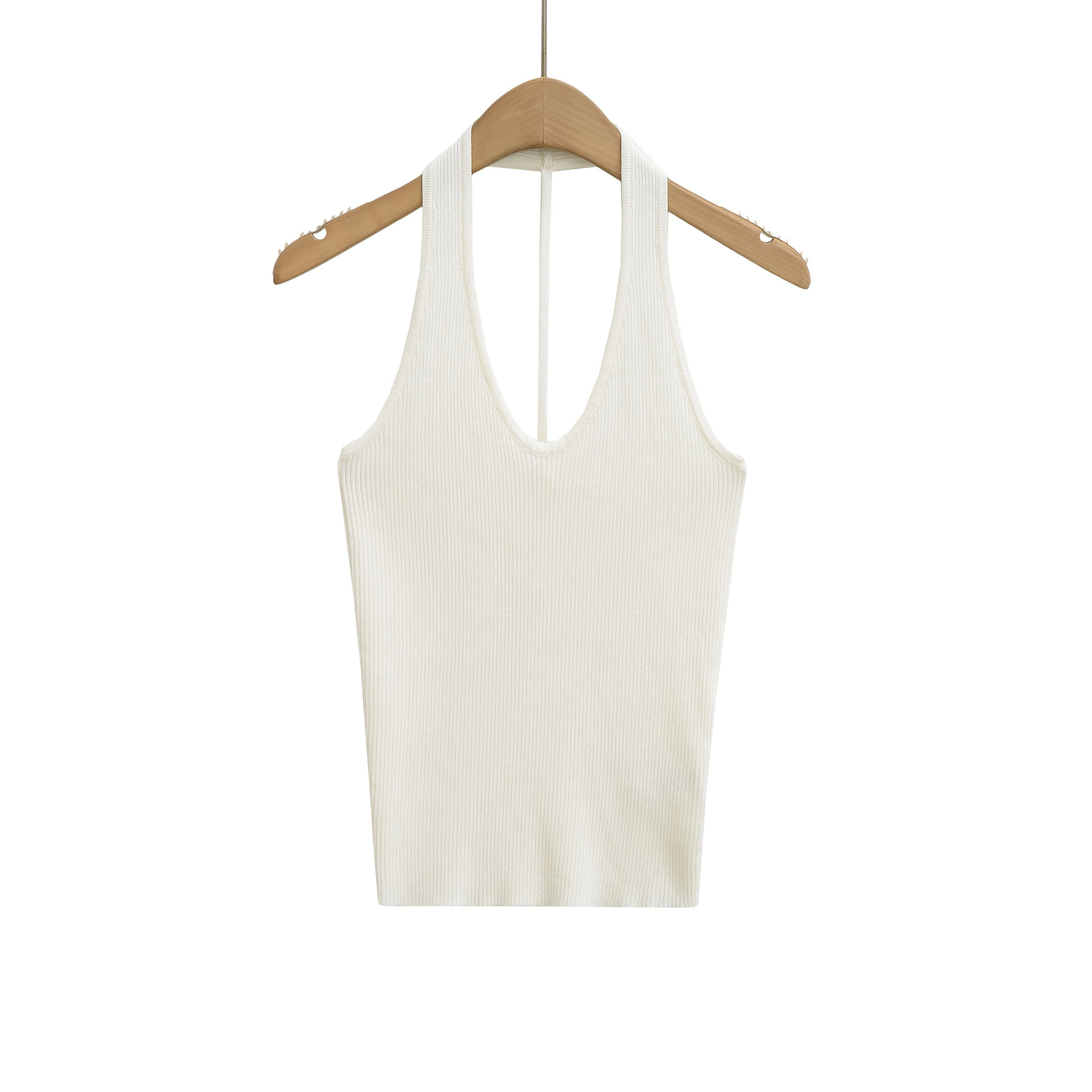Sexy Backless Halter V-Neck Knitted Crop Top