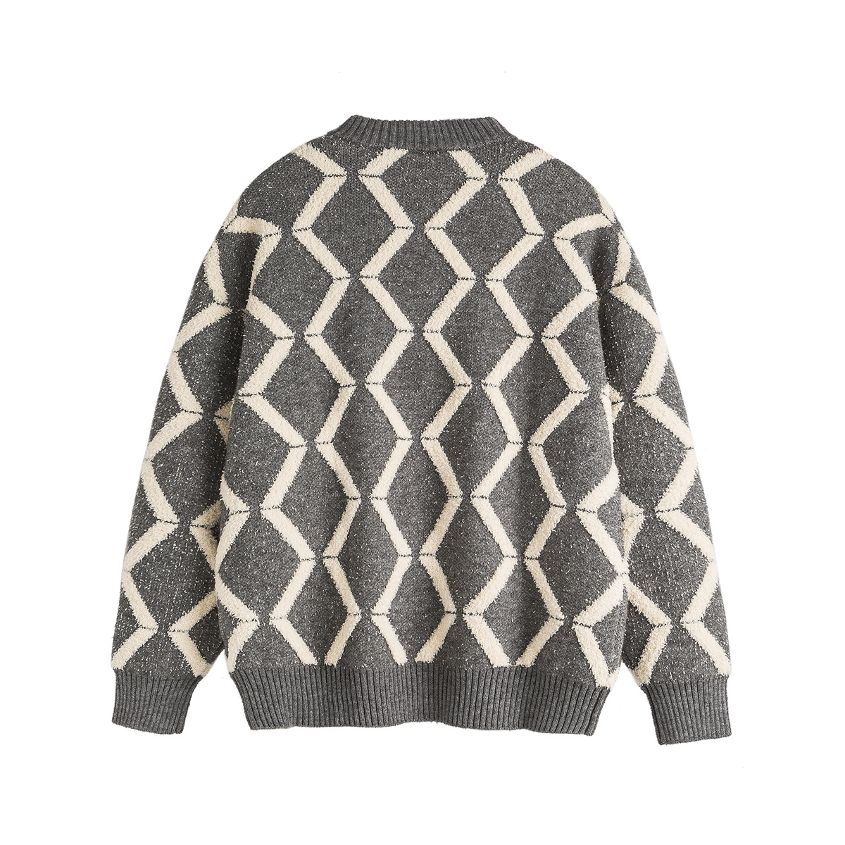 Men Crewneck Oversized Colorblock Japanese Workwear Sweater