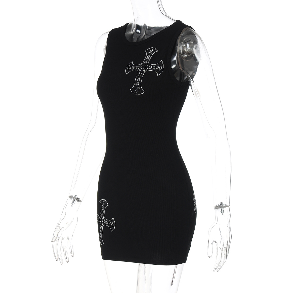 Ladies Crystal Beaded Slim Strappy Dress