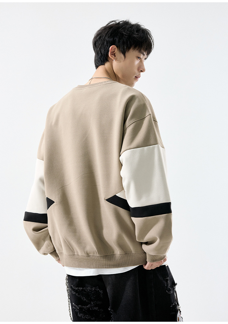 American Relaxed Two-Tone Patchwork Hoodie
