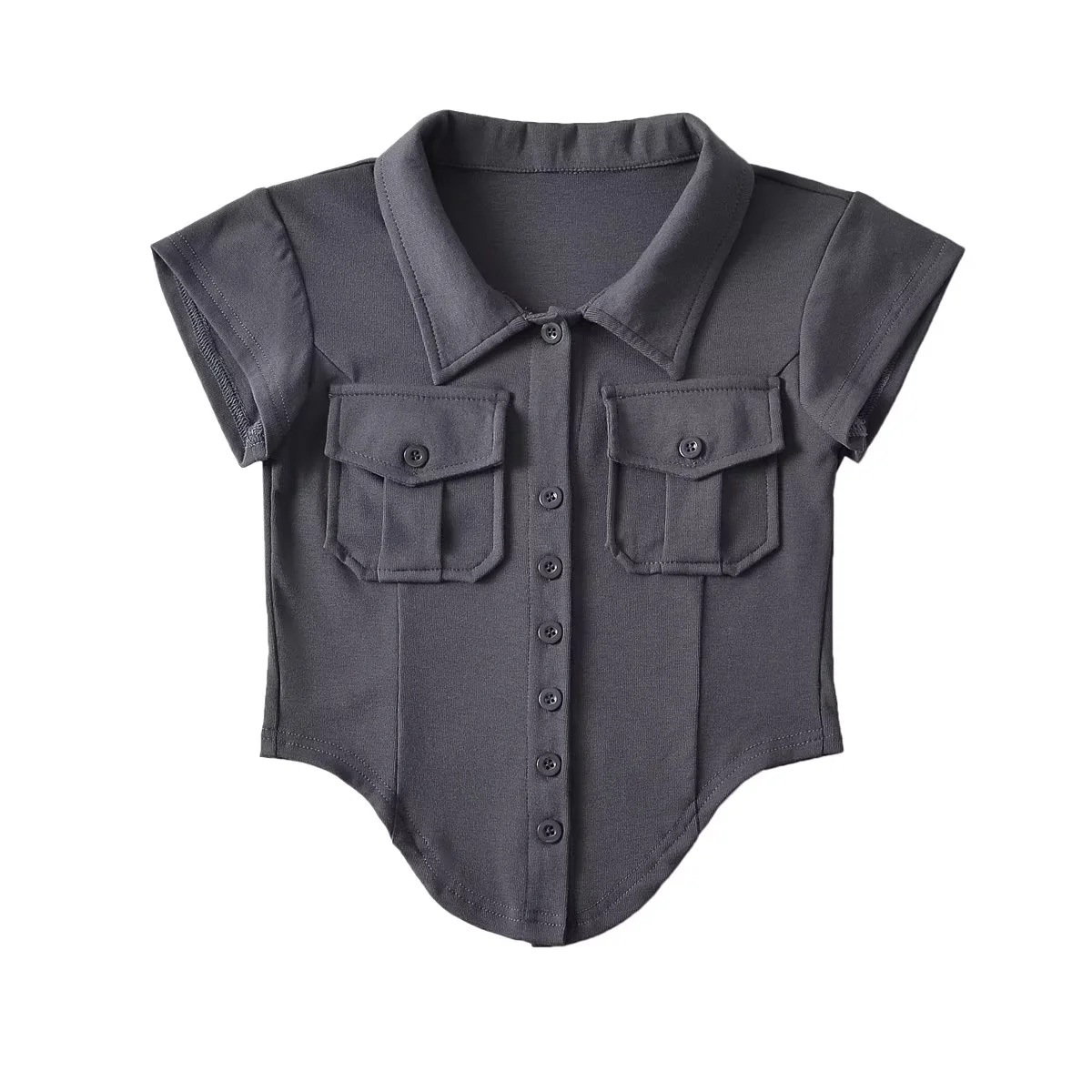 Ladies Half Sleeve Notch Collar Cardigan Tee