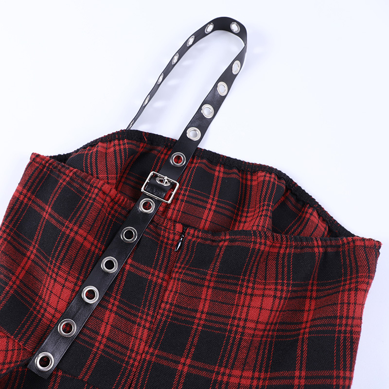 Urban Asymmetric Checkered Tube Dress