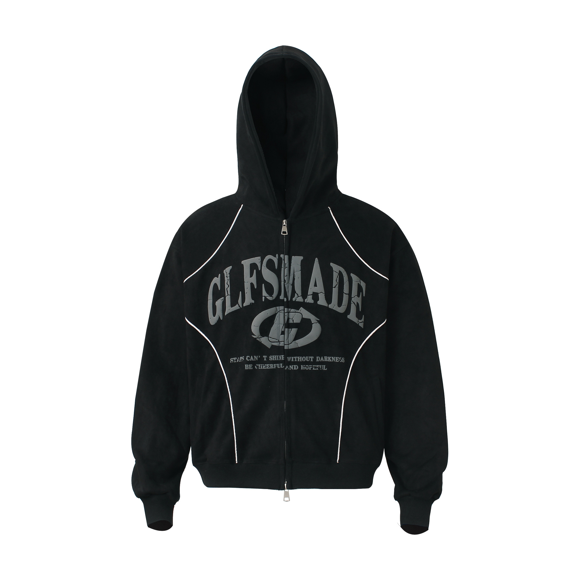 Loose Streetwear Patterned Hood Zipper Sweatshirt