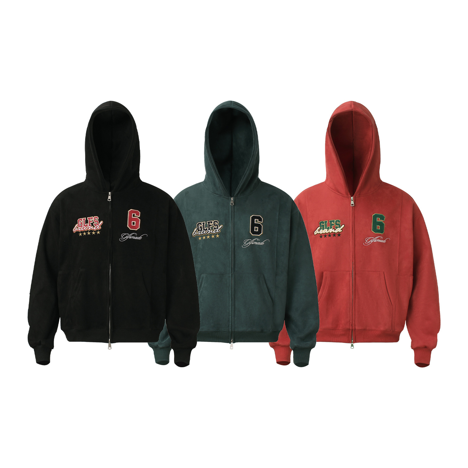 Streetwear Men Oversized Cropped Patterned Hood Zip Sweatshirt